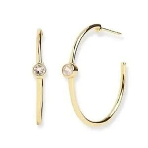 MARRIN COSTELLO Women's White Topaz Gold Plated Sterling Mystique Hoop Earrings